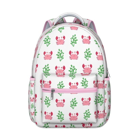 Waterproof School Backpack with Crab & Sea Life Design - Ergonomic Student Backpack for Teens with Spinal Support & Breathable Straps