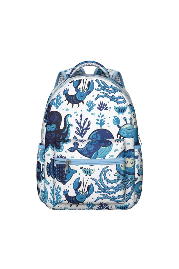 Waterproof School Backpack with Shark & Whale Design - Ergonomic Student Backpack for Teens, Lightweight & Durable, Breathable Mesh Straps