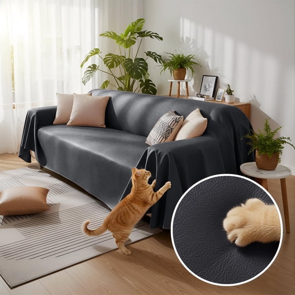 Waterproof Scratch-Resistant Leather Sofa Cover, Pet-Friendly Non-Shedding Sofa Protector Slipcover for Living Room, Cat-Proof Couch Cover ï¼70.87x78.87IN)