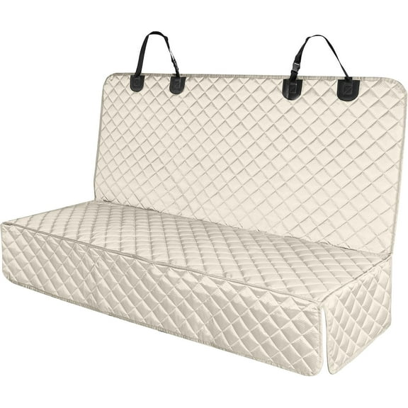 Waterproof Scratchproof Pet Bench Seat Covers for Cars, Trucks, SUVs, Nonslip Durable Back Seat Cover for Dogs, Washable Backseat Protection, Beige