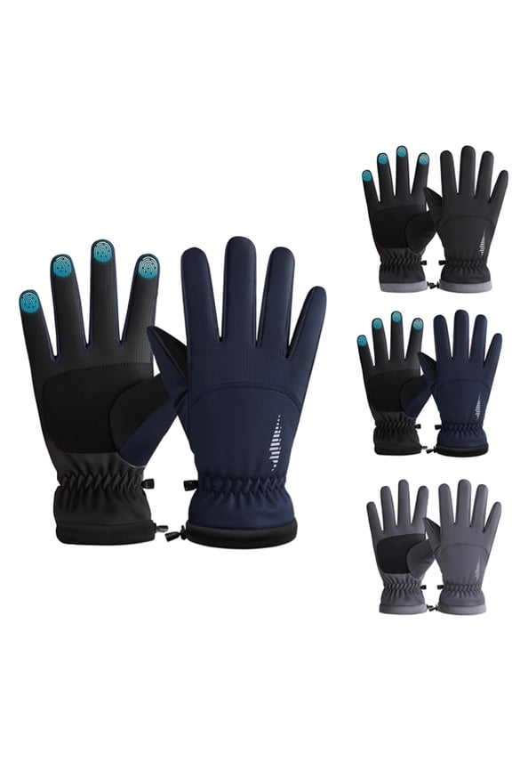 Waterproof Screentouch Gloves for Women Men Cycling Hiking with Nonslip Grip and Fleece Lining Cold Weather Protections Winter Gloves for Outdoor Activity Navy XL