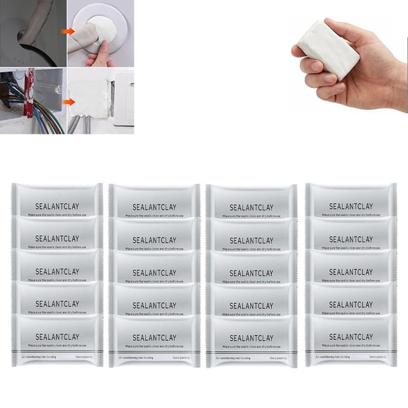 Waterproof Sealant Putty, 2026 Upgrade Repair Sealing Clay, Wall Hole Filler, Easy to Use, 1.06 Oz Packs (10/20), for Ac Hole, Wall Gaps, and Sink Drain Sealing