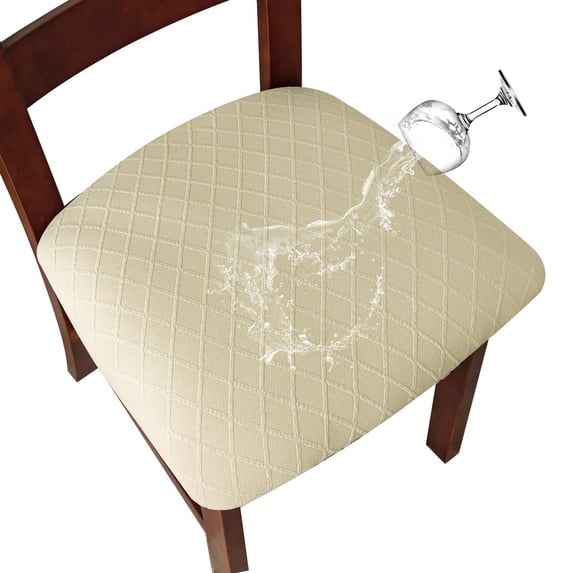 Waterproof Seat Cushion Covers, Stretch Jacquard Chair Seat Covers Washable Dining Room Seat Slipcovers Removable Kitchen Chair Protector(16"-20",C)