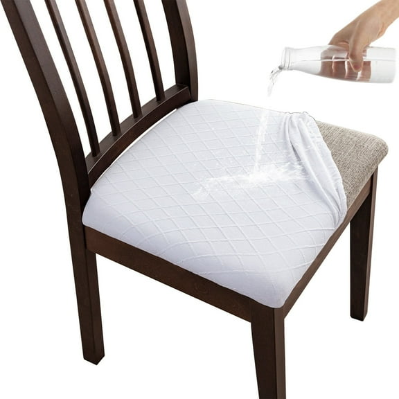 Waterproof Seat Cushion Covers - Stretch Jacquard Dining Chair Slipcovers - Washable & Removable Kitchen Chair Protectors for Home & Office