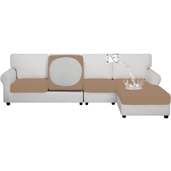 Waterproof Sectional L Shape Couch Cushion Covers Camel - Walmart.com