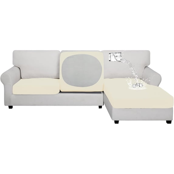 Waterproof Sectional L Shape Couch Cushion Covers Ivory - Walmart.com
