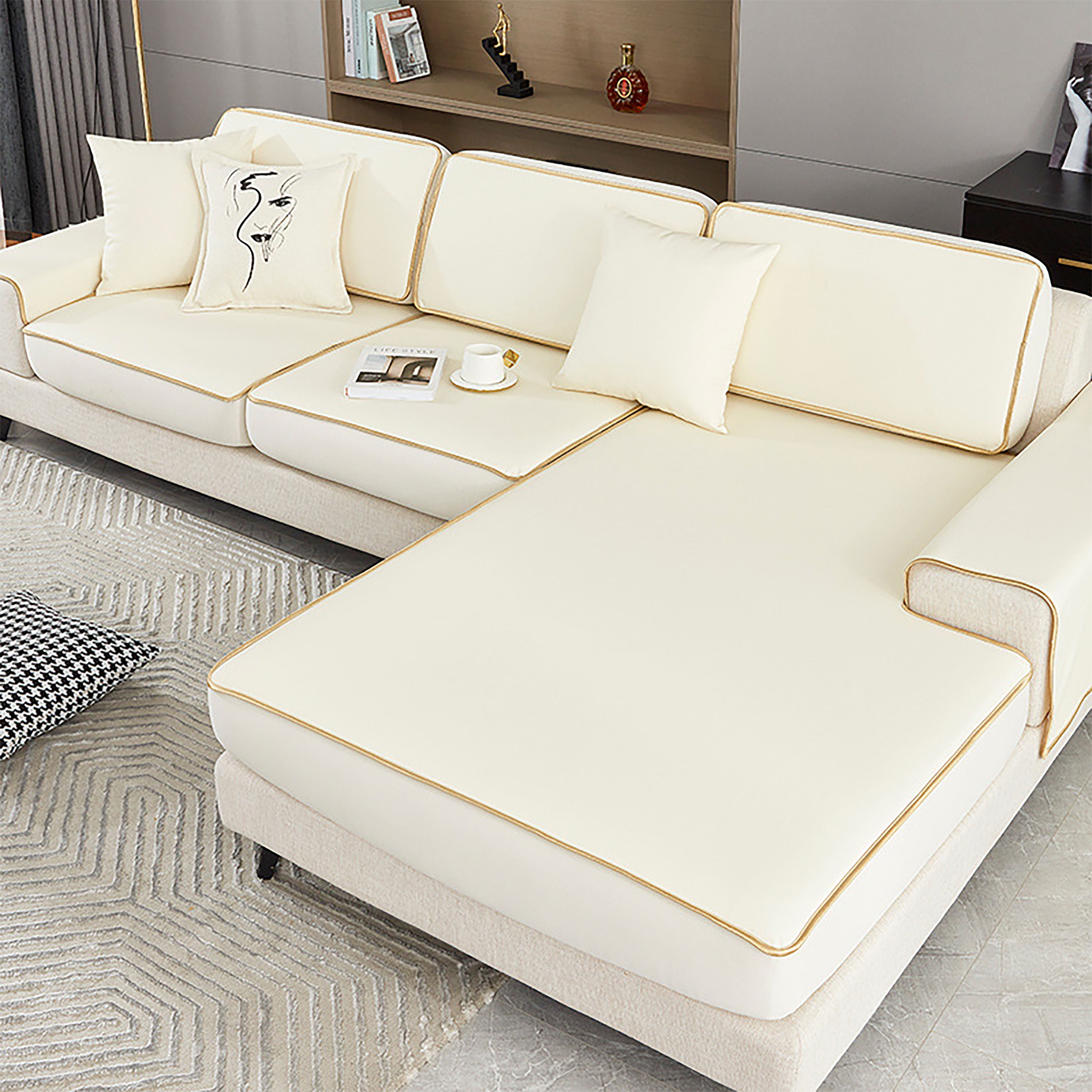 Waterproof Sofa Cover Fitted L Shape Protector Anti Scratch Washable Beige 90x90cm Walmart