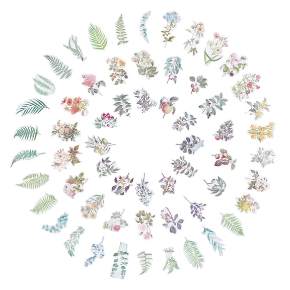 Waterproof Self Adhesive Stamping Stickers Sets DIY Hand Account Photo Album Decoration Sticker Plant Theme Mixed Patterns 44~123x27~90mm