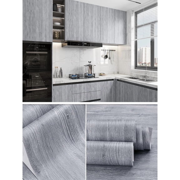 Waterproof Self Adhesive Wood Grain Sticker Door Cabinet Desktop Modern Furniture Renovation Peel and Stick Wallpaper