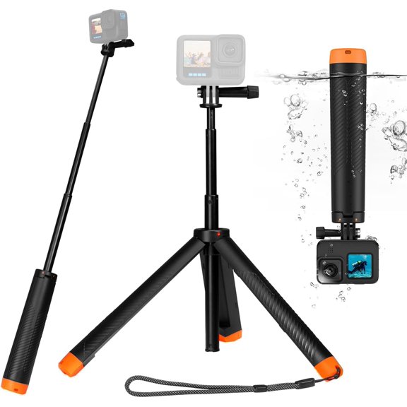 Waterproof Selfie Stick Floating Hand Grip Tripod, Extension Monopod Pole Floating Tripod,for Go Pro Hero 13, 12, 11, 10, 9, 8, OSMO Action 5 Pro 4/3, Ace,Most Action