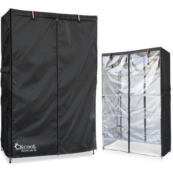 Waterproof Shelf Cover,600D Heavy Duty Wire Shelving Unit Cover,Shelf Display Rack Protector Cover with Zipper,One Side See Through Panel.(Black,Fits 48" Wx24 Dx72 H''Shelves)