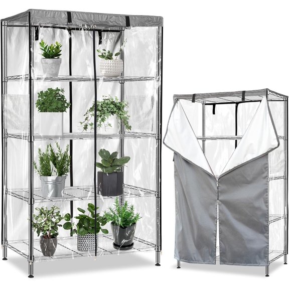 Waterproof Shelf Cover,600D Heavy Duty Wire Shelving Unit Cover,Three Side See Through Panel Clearly Visible (Fits 36" Wx18 Dx72 H Shelves)