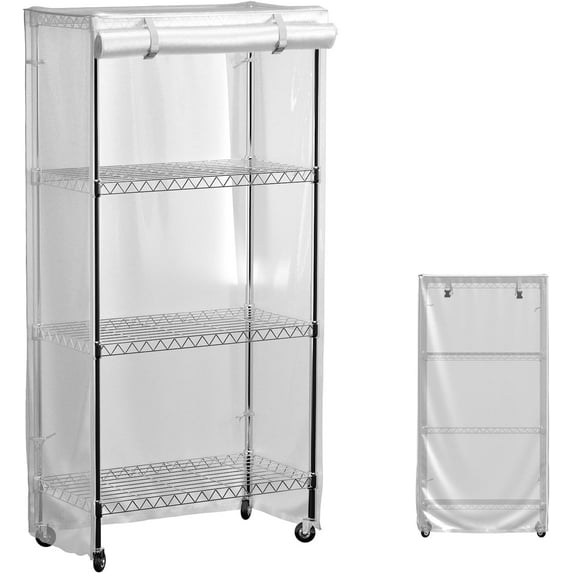 Waterproof Shelf Cover for Wire Shelving - 48"W x 18"D x 72"H - with Zipper Closure - Protects from Dust and Debris - Only Frosted PVC Cover