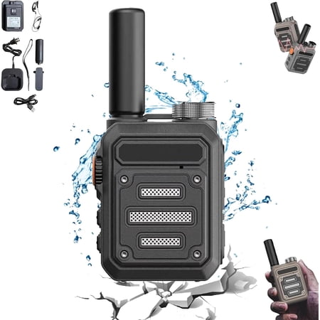 Waterproof & Shock Resistant Walkie-Talkies,Nationwide PTT Unlimited Range No Fees Calls,Nokrad Walkie Talkie,Mini Walkie Talkie,Rechargeable Walkie Talkies Long range,6-DAY Battery Life (Black)