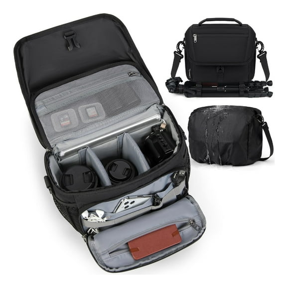 Professional Photographer Shoulder Bag Rainproof Cover Removable Dividers Storage for Digital DSLR Cameras