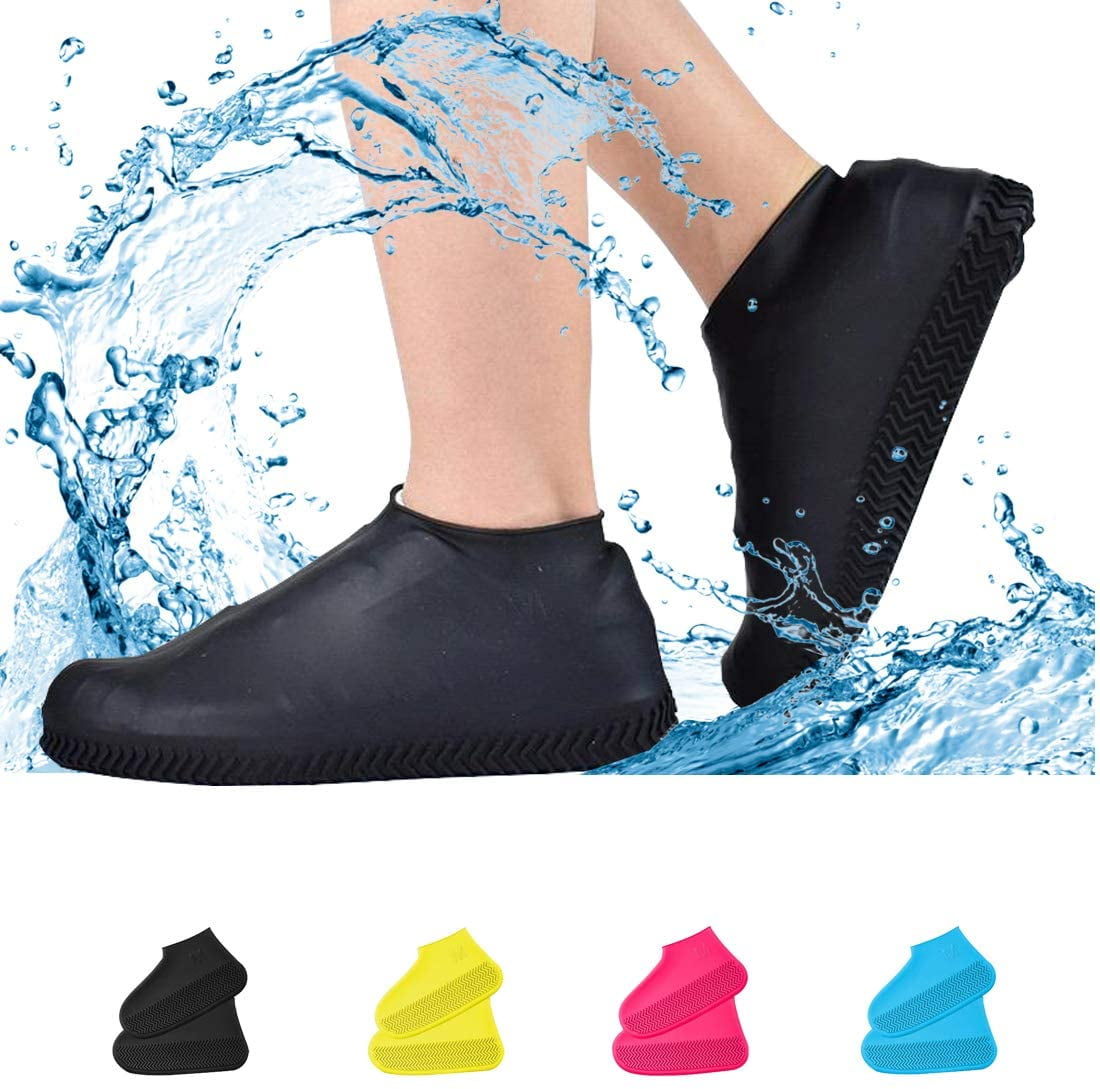 Waterproof Shoe Covers Non Slip Water Resistant Overshoes Silicone Rubber Rain Shoe Cover Protectors for Kids Men Women B