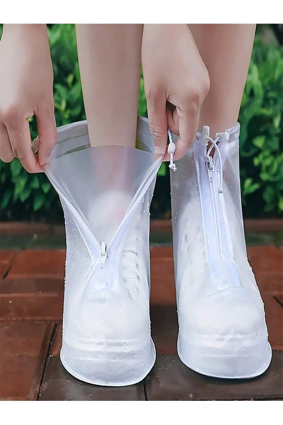 Waterproof Shoe Covers for Rain and Snow, Reusable PVC Rain Boot Protectors with Zipper and Anti-Slip Sole, Foldable Outdoor Travel Overshoes for Men and Women, Camping Essentials