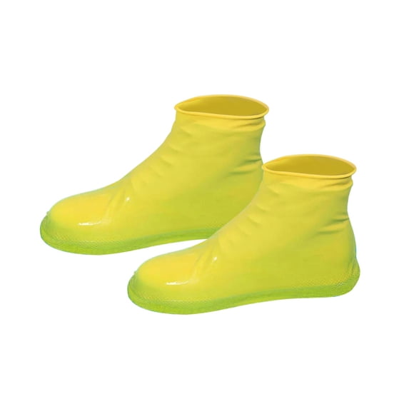 Waterproof Shoe Covers for Rain Snow Reusable Rubber Boot Protectors with Anti Slip Sole for Men Women Thickened Outdoor Rain Boots for Walking Cycling Camping 2 Pack Yellow