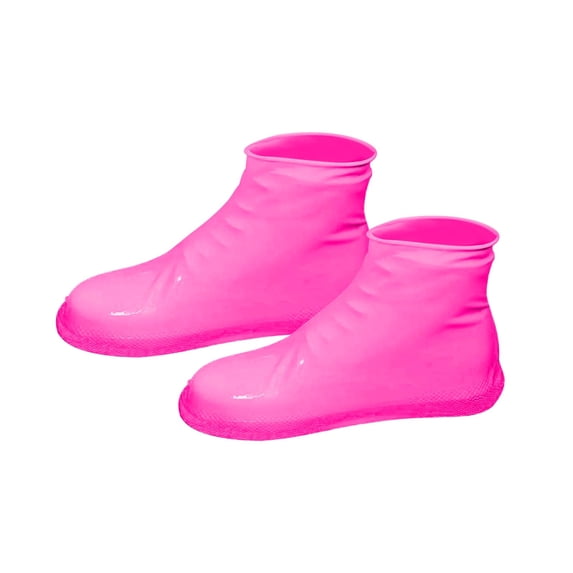 Waterproof Shoe Covers for Rain Snow Reusable Rubber Boot Protectors with Anti Slip Sole for Men Women Thickened Outdoor Rain Boots for Walking Cycling Camping 2 Pack Pink
