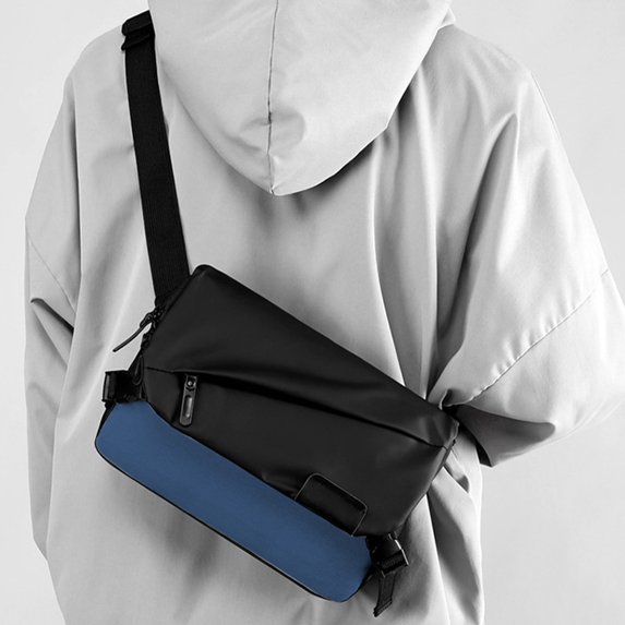 Waterproof Shoulder Bag Large Capacity Crossbody Tote | Multifunctional Travel Messenger | Durable Anti-Wear Fabric | Multiple Compartments | 29×22×8cm | Lightweight 310g | Dark Gray/Black/Blue