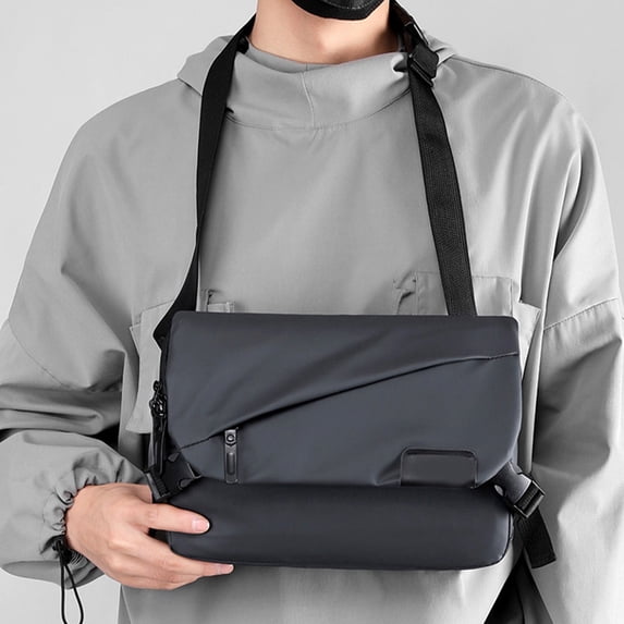 Waterproof Shoulder Bag Large Capacity Crossbody Tote | Multifunctional Travel Messenger | Durable Anti-Wear Fabric | Multiple Compartments | 29×22×8cm | Lightweight 310g | Dark Gray/Black/Blue