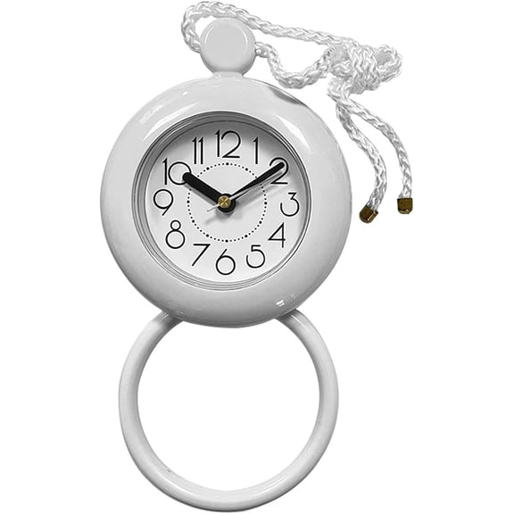 Waterproof Shower Clock, 4.72 in Analog Quartz Bathroom Clock with Silent Movement, Hanging or Standing, ABS Plastic, Requires 1 AA Battery, Not Included, White
