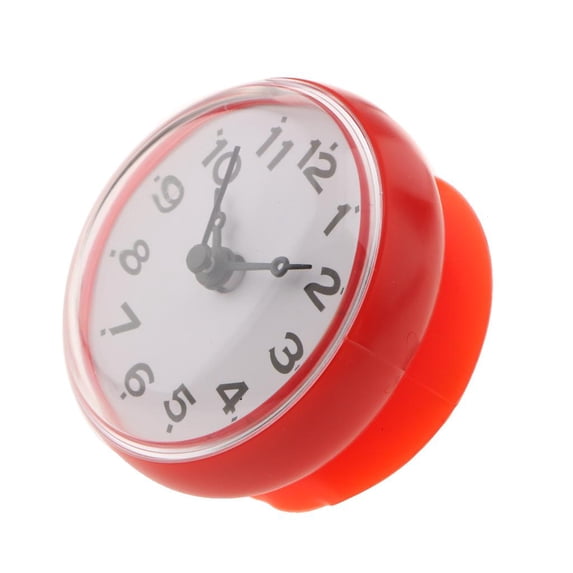 Waterproof Shower Clock Suction Cup bathroom and kitchen Clock Wall/Window Glass/Mirror , Red