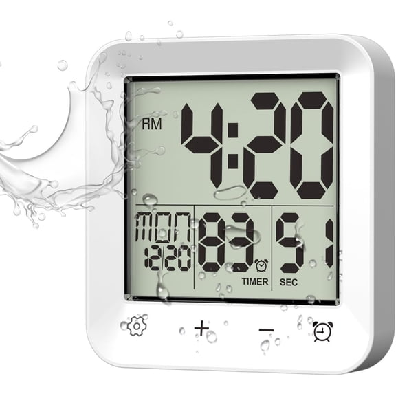 Shower Clock with Timer - LCD Large Screen Digital Countdown Clock for Bathroom, Spa, Kitchen, Bedroom(1Pcs, B)