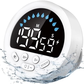 Waterproof Shower Timer - Large LED Screen with Waterdrop Progress Bar | ADHD Tool for Kids Adults, 4 Volume, Battery Powered Digital Countdown Count-up Stopwatch for Bathroom Toilet