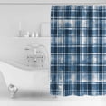 thumbnail image 1 of Waterproof Shower Curtain, Blue Checkered Polyester Fabric Bathroom Curtains with 12 Hooks, 66" W x 72" H, Vintage Watercolor Blue Plaid Quick-Drying Bathtub Curtain, 1 of 6