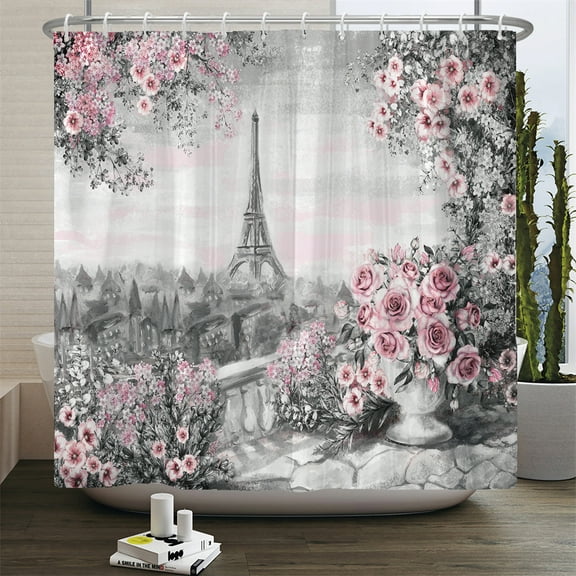 Waterproof Shower Curtain For Bathroom Paris Tower landscape Print Bathtub Curta