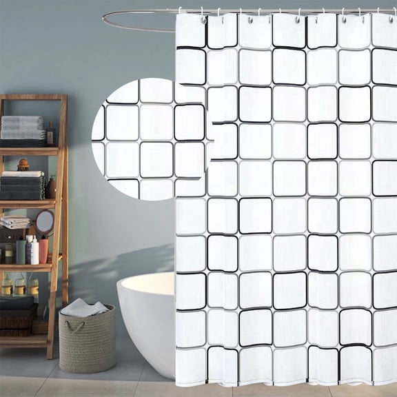 Waterproof Shower Curtain, Modern Textured Design Bathroom Decor, Wrinkle Resistant and Washable for Master Bath, Guest Bath, Hotel, Spa and Home Bathroom Decoration