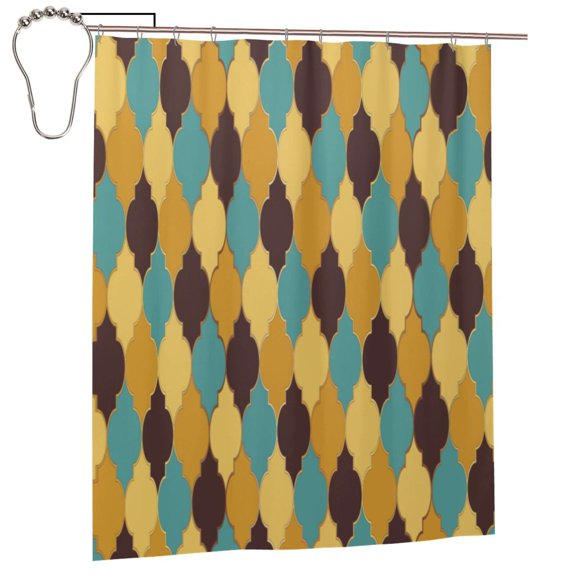 Waterproof Shower Curtain Polyester Fabric Shower Curtain With 12 Hooks Home Hotel Apartment Bathroom Shower Curtain 60x72in Iron Moroccan Arabic Window Grid