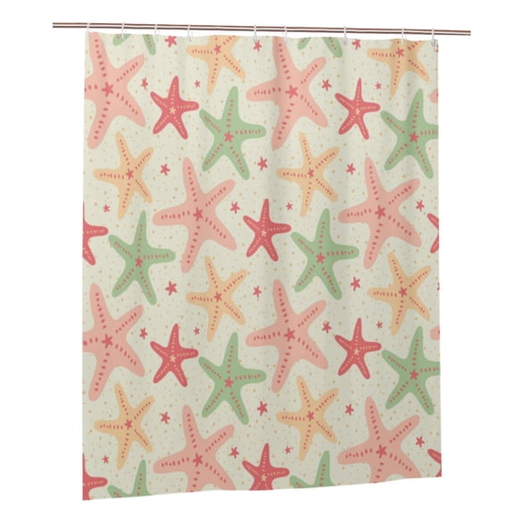 Waterproof Shower Curtain Polyester Fabric Shower Curtain With 12 Hooks Home Hotel Apartment Bathroom Shower Curtain 60x72in Plastic Sea Star Starfish