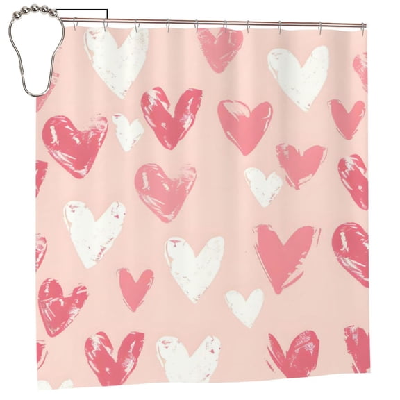 Waterproof Shower Curtain Polyester Fabric Shower Curtain With 12 Hooks Home Hotel Apartment Bathroom Shower Curtain 72x72in Happy Mother'S Day Overlapping Hearts