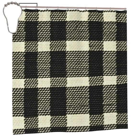 Waterproof Shower Curtain Polyester Fabric Shower Curtain With 12 Hooks Home Hotel Apartment Bathroom Shower Curtain 72x72in Olive Houndstooth Buffalo Plaid Tartan Check Scotland_3