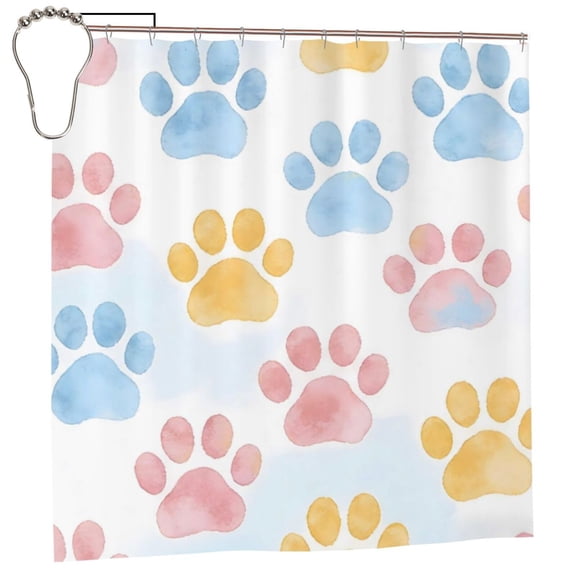 Waterproof Shower Curtain Polyester Fabric Shower Curtain With 12 Hooks Home Hotel Apartment Bathroom Shower Curtain 72x72in Animal Footprints (33)