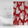 thumbnail image 1 of Waterproof Shower Curtain, Red Love Heart Valentines Day Polyester Fabric Bathroom Curtains with 12 Hooks, 36" W x 72" H, Love Heart White Quick-Drying Bathtub Curtain, 1 of 6