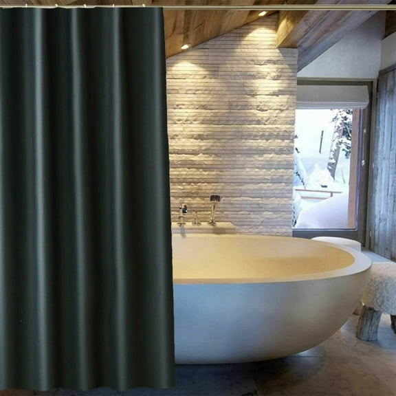 Waterproof Shower Curtain, Shower Curtain Liner with Hooks,No Need Punch Holes,for Bathroom, Dorm, Hotel, 71x31 Inches(Black)