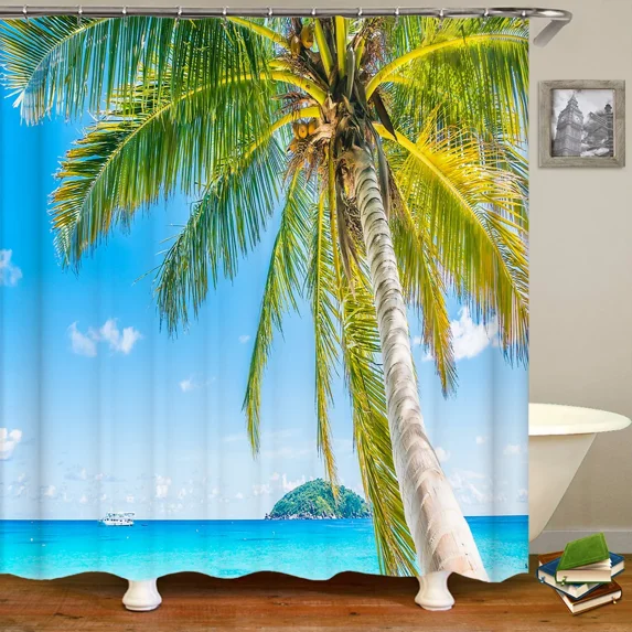 Waterproof Shower Curtain Various Sunshine Beach Scenery Seaside 3D Printing Shower Curtain Polyester Home r Curtain 80x80