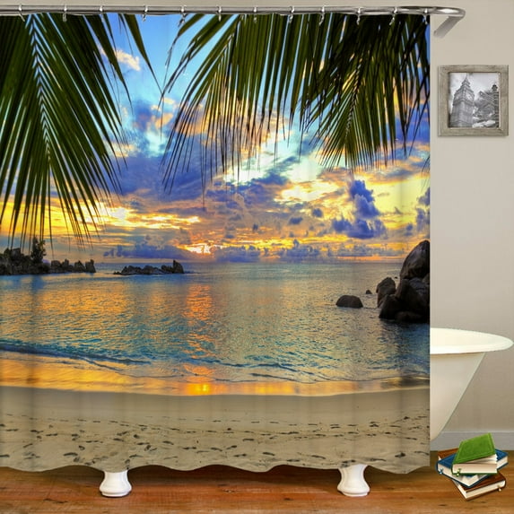 Waterproof Shower Curtain Various Sunshine Beach Scenery Seaside 3d Printing Shower Curtain Polyester Home Decor Curtain 180x180