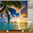 thumbnail image 1 of Waterproof Shower Curtain Various Sunshine Beach Scenery Seaside 3d Printing Shower Curtain Polyester Home Decor Curtain 180x180, 1 of 4