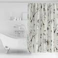 thumbnail image 1 of Waterproof Shower Curtain, Watercolor Branches Polyester Fabric Bathroom Curtains with 12 Hooks, 36" W x 72" H, Grey Luxury Botanical Striped Quick-Drying Bathtub Curtain, 1 of 6