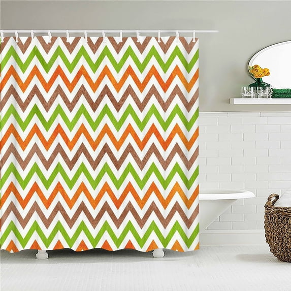 Waterproof Shower Curtain with 12 Classic Geometric Printed Bath Curtains Colorful Polyester Frabic Bathroom Bathtub Decor