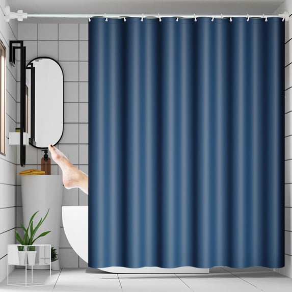 Waterproof Shower Curtain with Hooks Bathroom Curtain Liner Plastic Grommets for Bath Tub RV Home Hotel Dorm Machine Washable Mold Mildew Resistant