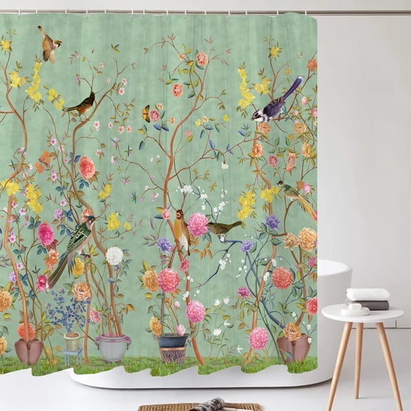 Waterproof Shower Curtains Flowers Birds 3d Bathroom Curtains With Home Decoration 180*240cm Printing Washable Bath Screen