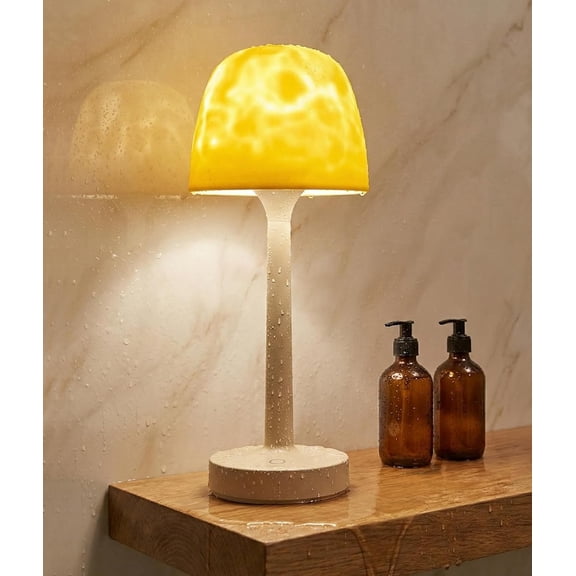 Waterproof Shower Lamp, Rechargeable Cordless Bathroom Light with Ocean Wave Projector, 16-Color Changing LED Mood Light with Touch & Remote Control for Bathtub, Spa and Bathroom Decor