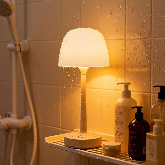 Waterproof Shower Lamp, Spa-Like Bathroom Light, Rechargeable Cordless Lamp with Touch & Remote Control, 16 Color Ocean Wave Projector, Shower Light for Inside Shower & Bathtub