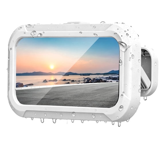 CreaDream Waterproof Shower Phone Holder, Wall Mount Anti-Fog Touch Screen Phone Case for Bathroom Bathtub Kitchen Mirror, Compatible with iPhone 16 15 14 13 12 11 Pro XS XR Max, White