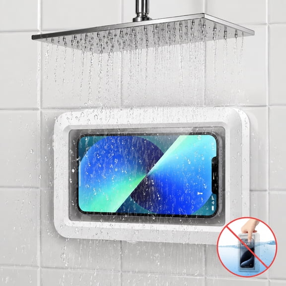 Waterproof Shower Phone Holder & Waterproof Phone Case, 7.48x3.94 in, Clear View & Touchscreen, Bathroom Wall Mount, Universal Fit, Aemutady